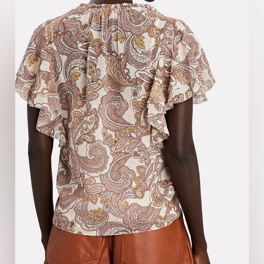 Intermix Carolina Paisley Silk Chiffon Top size S - Picture 3 of 16